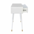 Pemberly Row Geo Texture Console Table with Gold Hardware in Glossy White