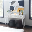 Pemberly Row Geo Texture Console Table with Gold Hardware in Glossy White