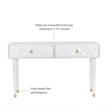 Pemberly Row Geo Texture Console Table with Gold Hardware in Glossy White