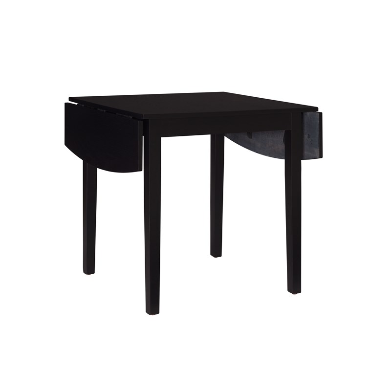 Pemberly Row 3-Piece Drop-Leaf Dining Set in Black Wood with Upholstered Chairs