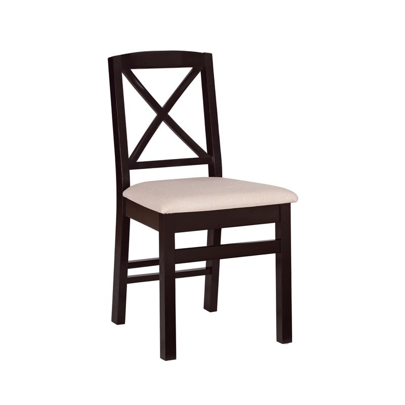 Pemberly Row 3-Piece Drop-Leaf Dining Set in Black Wood with Upholstered Chairs