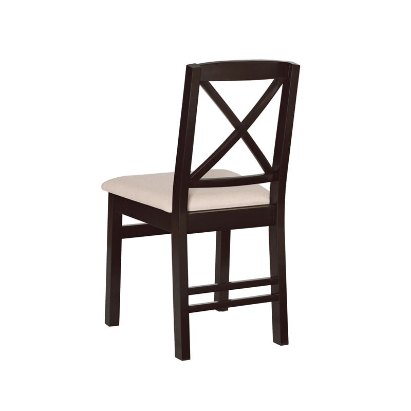 Pemberly Row 3-Piece Drop-Leaf Dining Set in Black Wood with Upholstered Chairs