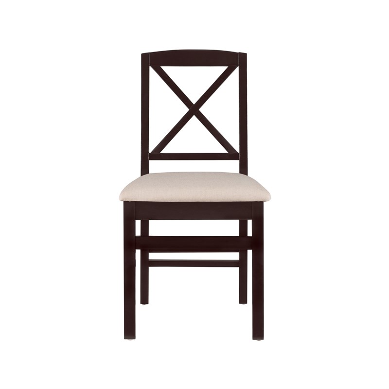 Pemberly Row 3-Piece Drop-Leaf Dining Set in Black Wood with Upholstered Chairs