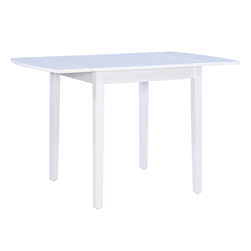 Pemberly Row 3-Piece Drop-Leaf Dining Set in White Wood with Upholstered Chairs