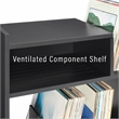 Pemberly Row MDF Wood Turntable Stand with Record Storage in Black