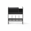 Pemberly Row MDF Wood Turntable Stand with Record Storage in Black