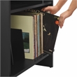 Pemberly Row MDF Wood Turntable Stand with Record Storage in Black