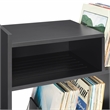 Pemberly Row MDF Wood Turntable Stand with Record Storage in Black