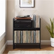 Pemberly Row MDF Wood Turntable Stand with Record Storage in Black