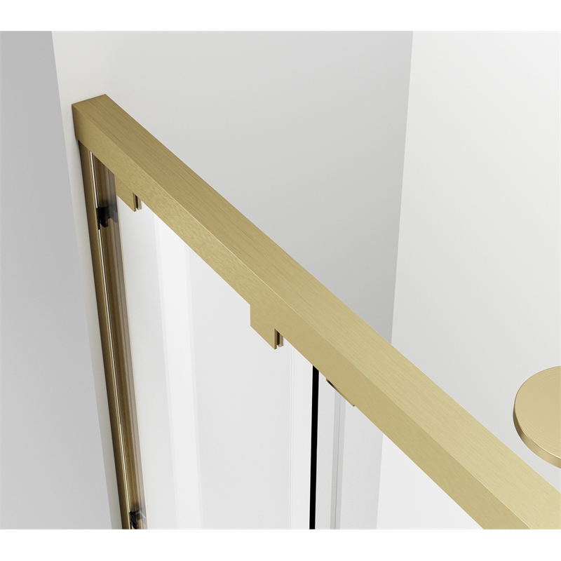 Pemberly Row Semi-Frameless Aluminum Shower Door in Brushed Gold