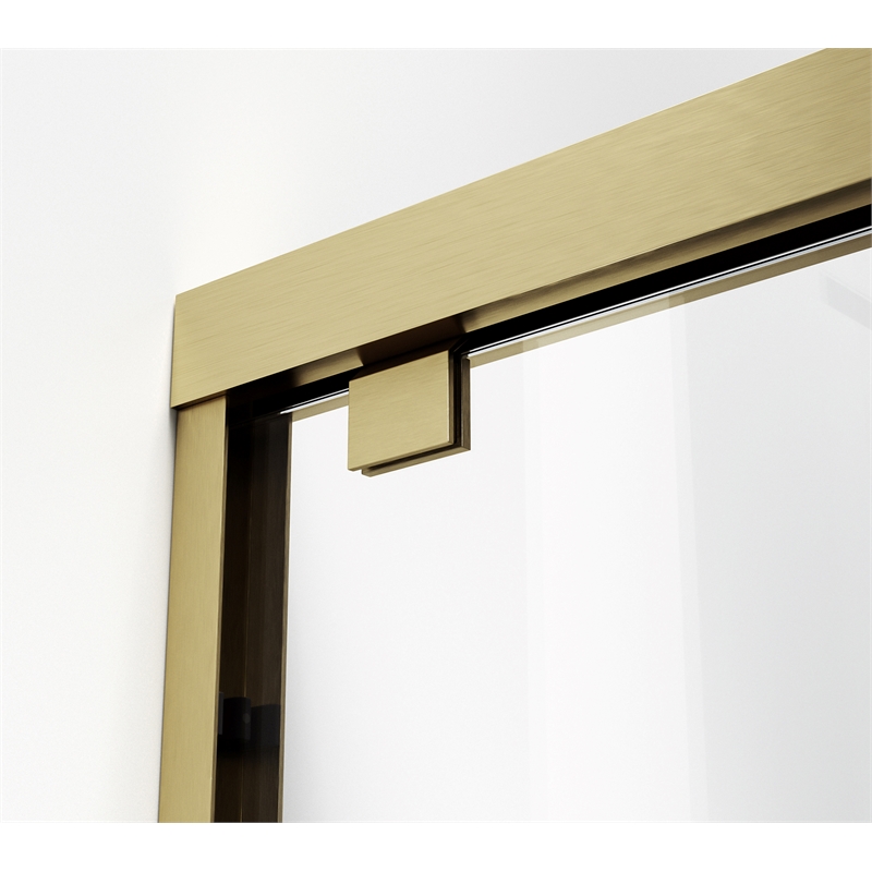 Pemberly Row Semi-Frameless Aluminum Shower Door in Brushed Gold