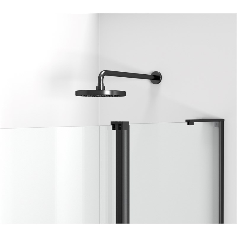 Pemberly Row Frameless Aluminum Sliding Tub Door in Matte Black