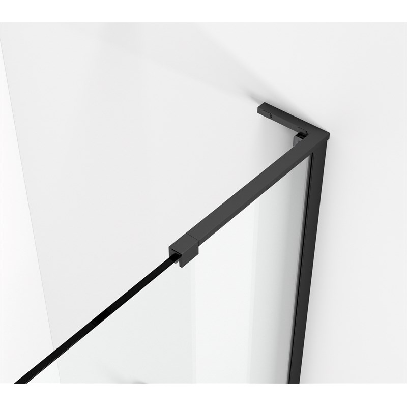 Pemberly Row Frameless Aluminum Sliding Tub Door in Matte Black
