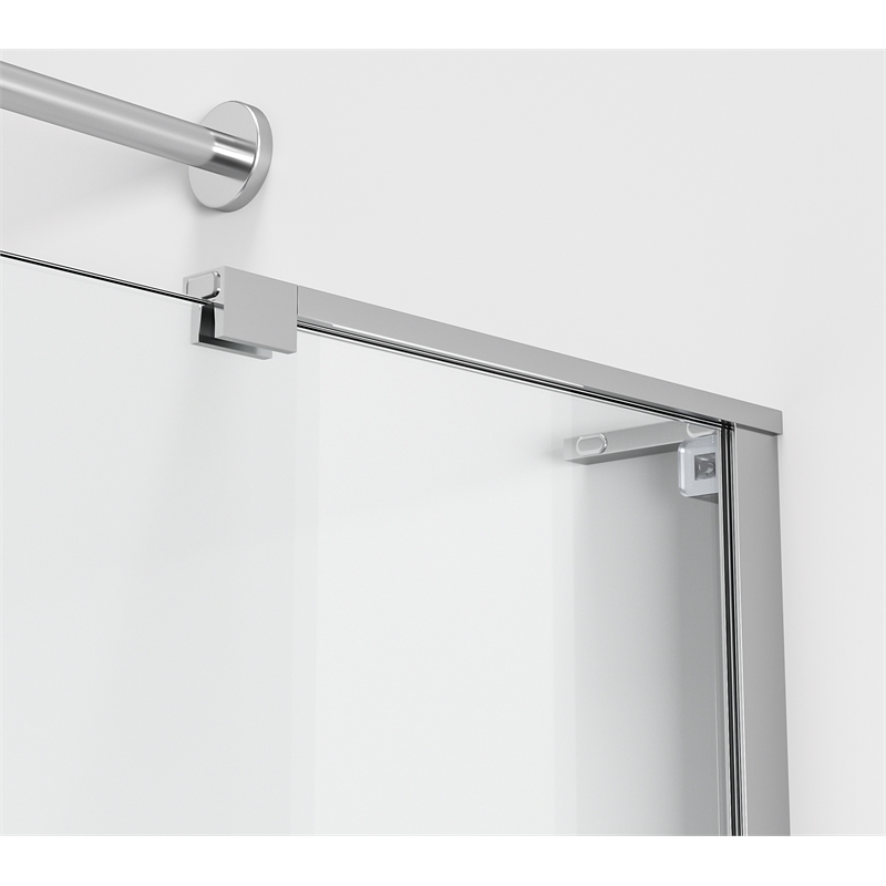 Pemberly Row Frameless Aluminum Sliding Tub Door in Polished Chrome