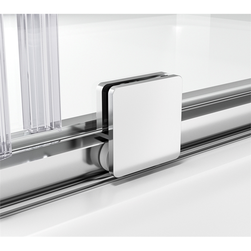 Pemberly Row Frameless Aluminum Sliding Tub Door in Polished Chrome