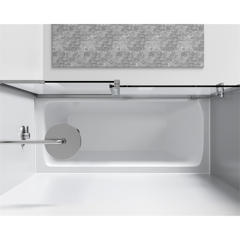 Pemberly Row Frameless Aluminum Sliding Tub Door in Polished Chrome