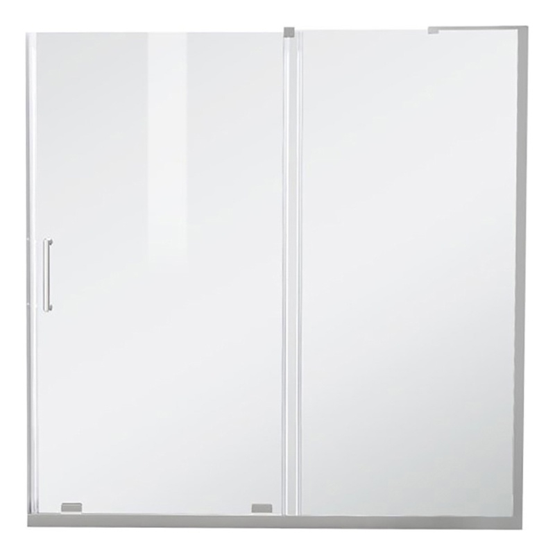 Pemberly Row Frameless Aluminum Sliding Tub Door in Polished Chrome