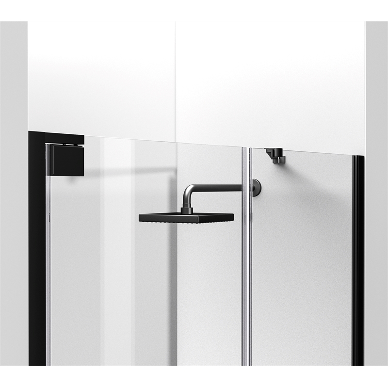Pemberly Row 48x72 Semi-Frameless Aluminum Shower Door in Matte Black