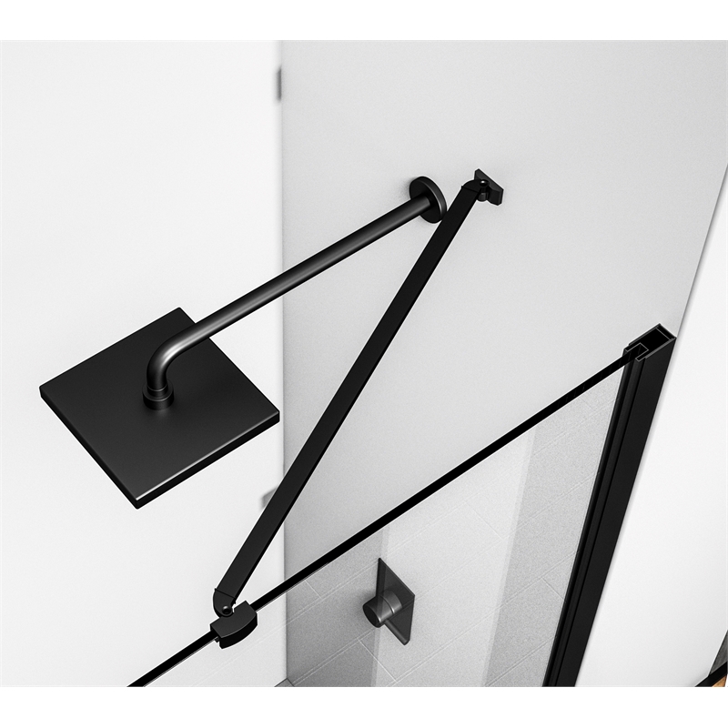Pemberly Row 48x72 Semi-Frameless Aluminum Shower Door in Matte Black
