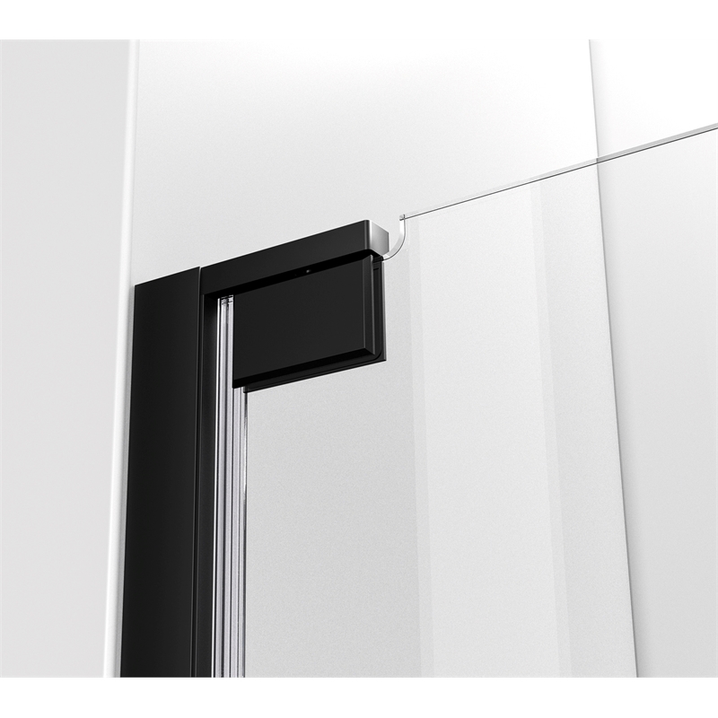 Pemberly Row 48x72 Semi-Frameless Aluminum Shower Door in Matte Black