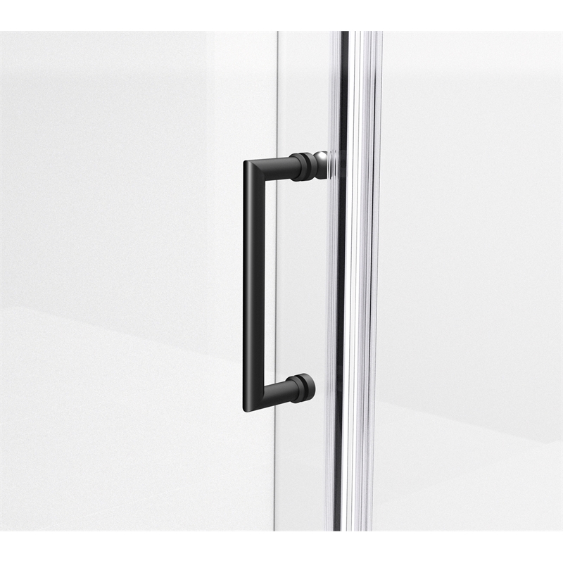 Pemberly Row 48x72 Semi-Frameless Aluminum Shower Door in Matte Black