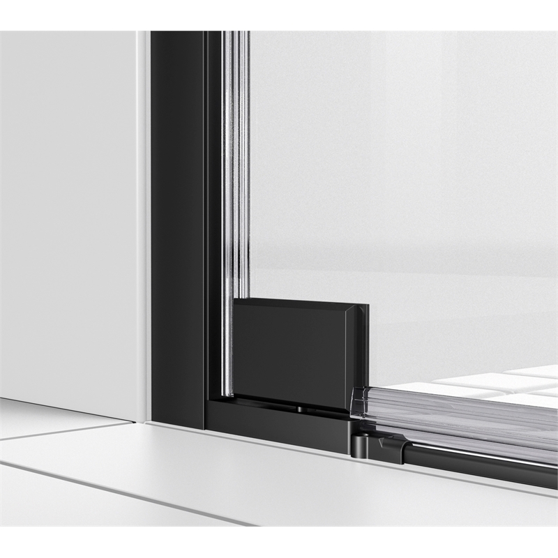 Pemberly Row 48x72 Semi-Frameless Aluminum Shower Door in Matte Black
