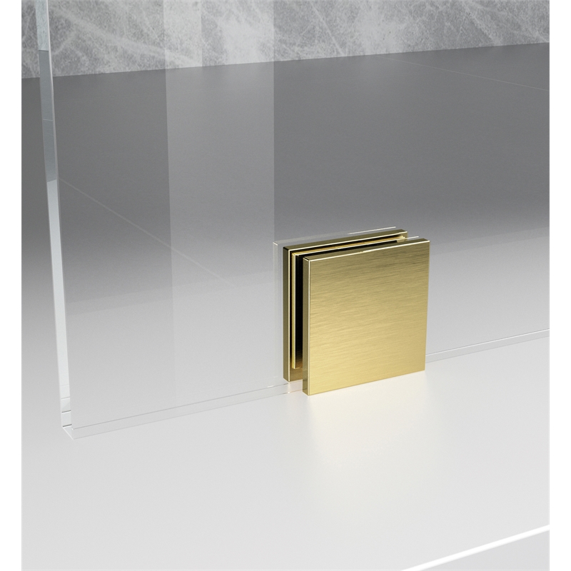Pemberly Row Stainless Steel Frameless Shower Door in Brushed Gold