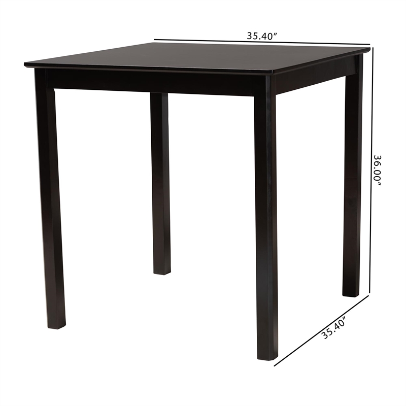 Pemberly Row Espresso Brown Counter Height Pub Table with Square Top
