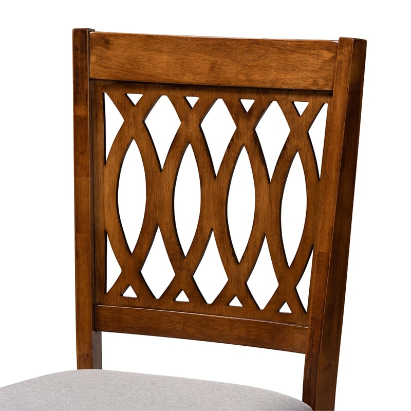 Pemberly Row Florencia Grey Fabric and Walnut Brown Wood 7-Piece Dining Set