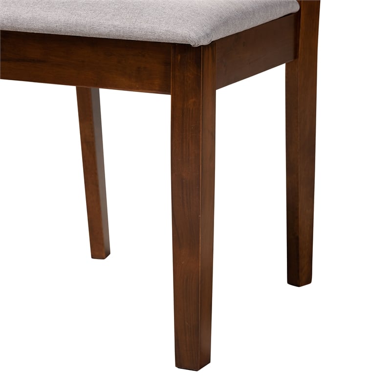 Pemberly Row Florencia Grey Fabric and Walnut Brown Wood 7-Piece Dining Set
