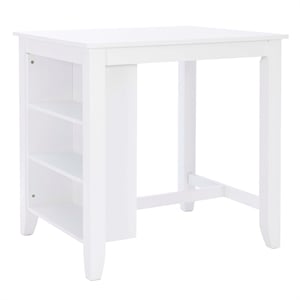 Pemberly Row Counter Height Wood Table with 3 Shelves in White Finish