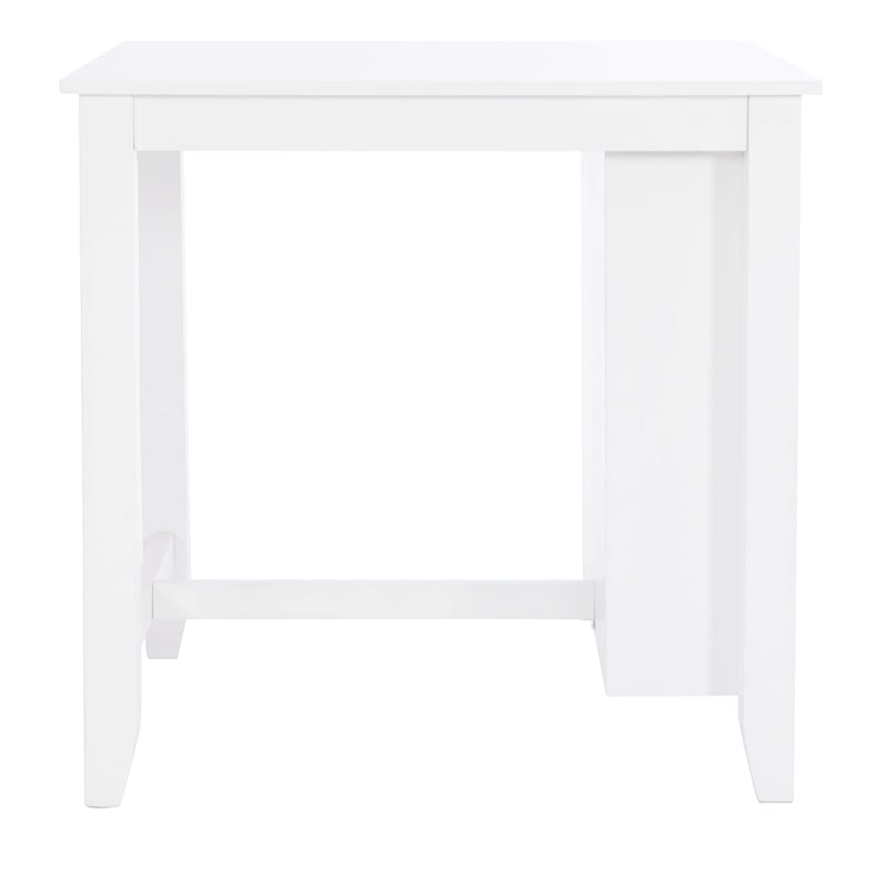 Pemberly Row Counter Height Wood Table with 3 Shelves in White Finish
