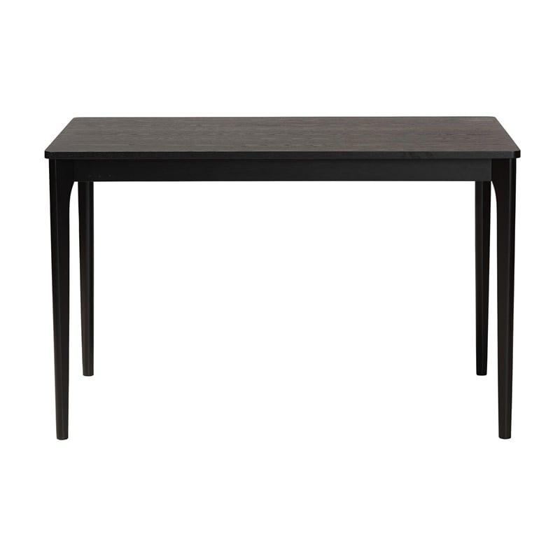 Pemberly Row Mid-Century Black Wood Dining Table with Tapered Legs