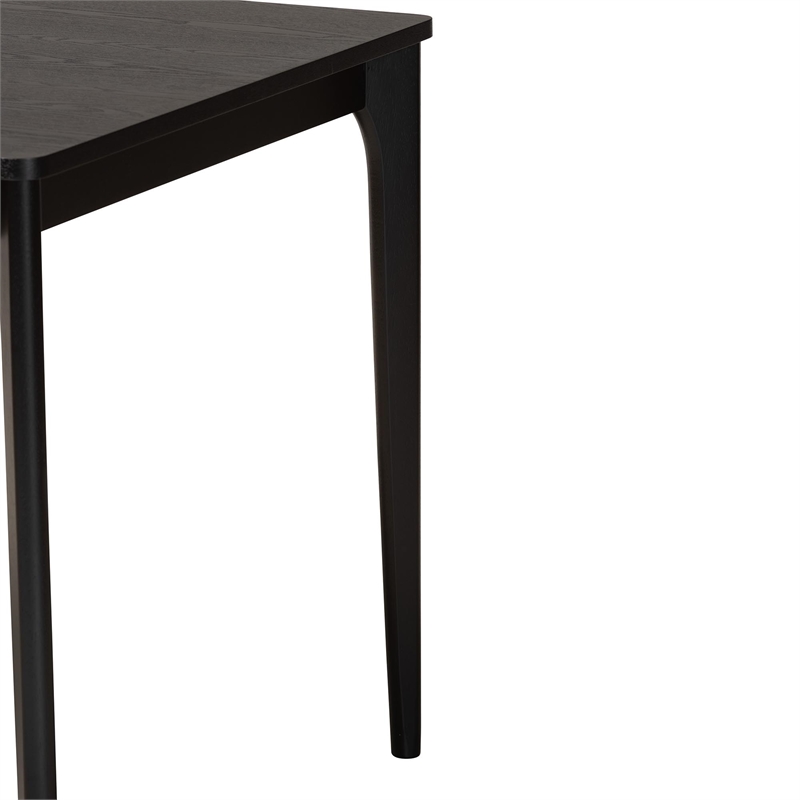 Pemberly Row Mid-Century Black Wood Dining Table with Tapered Legs