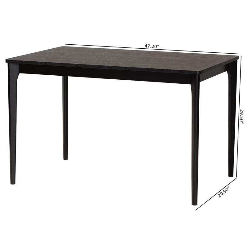 Pemberly Row Mid-Century Black Wood Dining Table with Tapered Legs