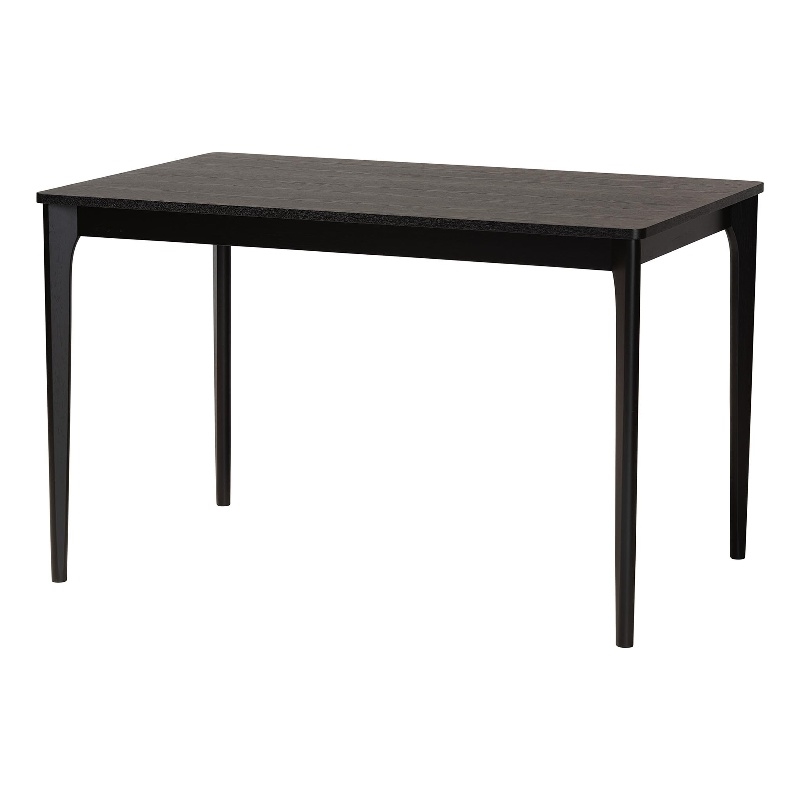 Pemberly Row Mid-Century Black Wood Dining Table with Tapered Legs