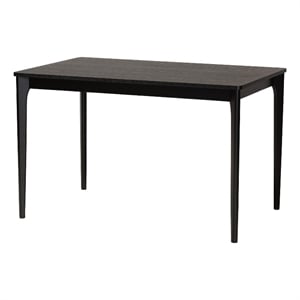 Pemberly Row Mid-Century Black Wood Dining Table with Tapered Legs