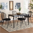 Pemberly Row Black and Brown Rattan 5-Piece Dining Set with Cushioned Chairs