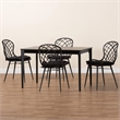 Pemberly Row Black and Brown Rattan 5-Piece Dining Set with Cushioned Chairs