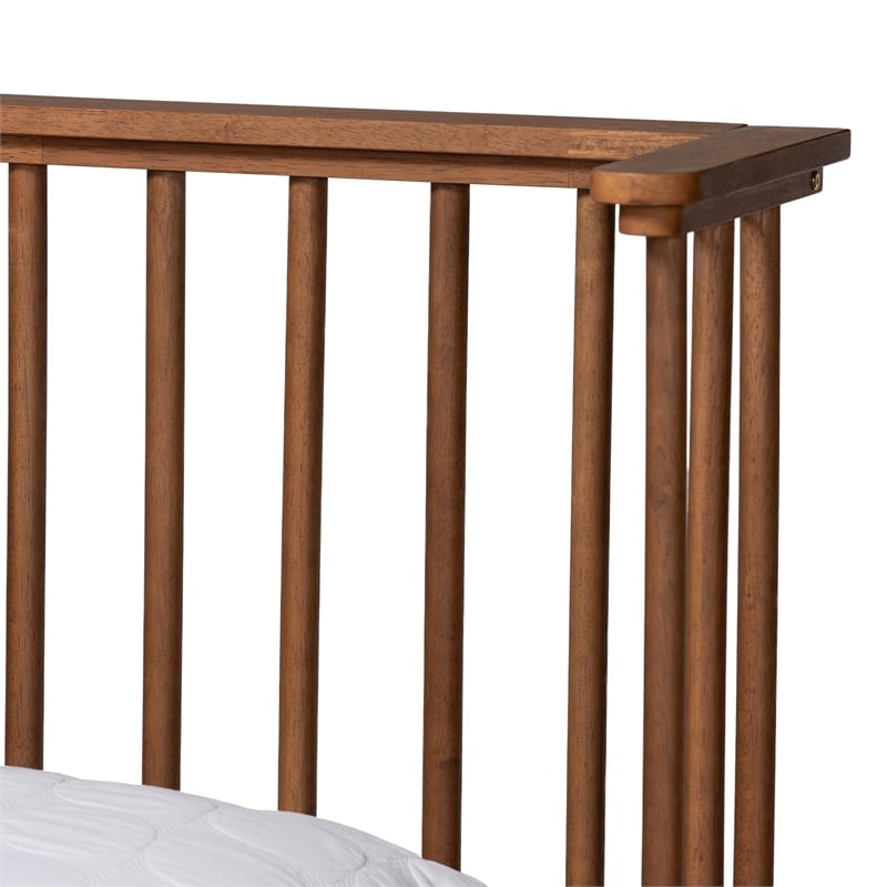 Pemberly Row Flint Queen Size Wood Platform Bed with Ash Walnut Finish