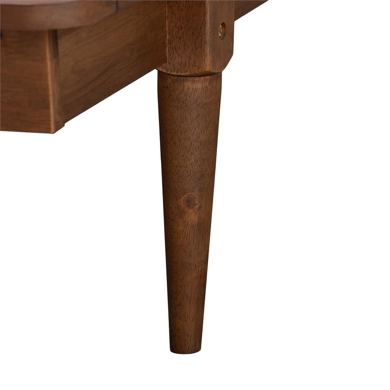 Pemberly Row Flint Queen Size Wood Platform Bed with Ash Walnut Finish