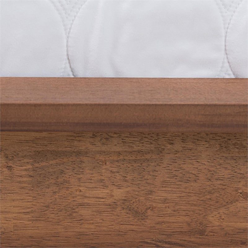 Pemberly Row Flint Queen Size Wood Platform Bed with Ash Walnut Finish