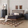 Pemberly Row Flint Queen Size Wood Platform Bed with Ash Walnut Finish