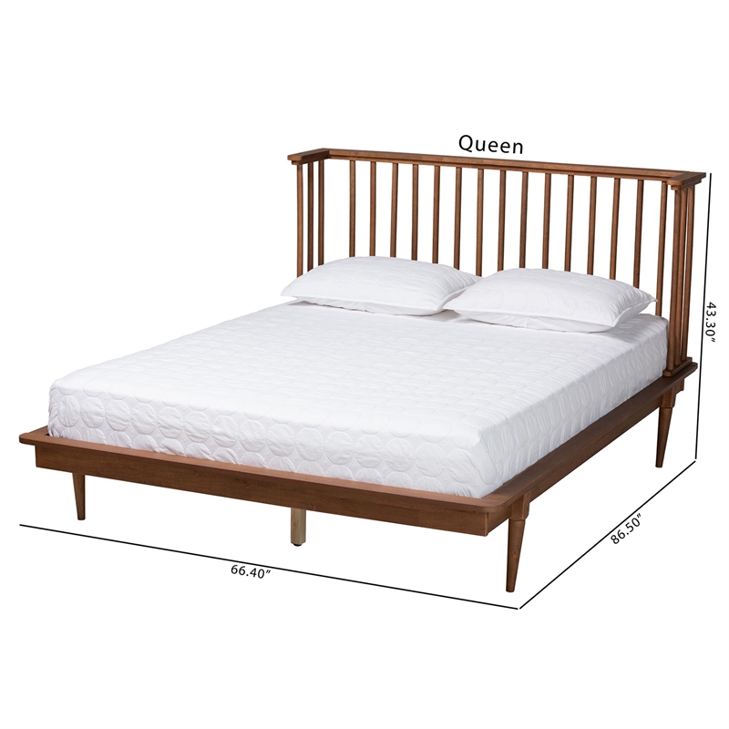 Pemberly Row Flint Queen Size Wood Platform Bed with Ash Walnut Finish