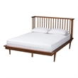 Pemberly Row Flint Queen Size Wood Platform Bed with Ash Walnut Finish