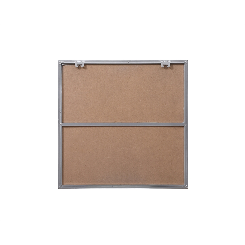 Pemberly Row Square Metal/Wood Vanity Mirror with Sleek Metal Frame in Silver