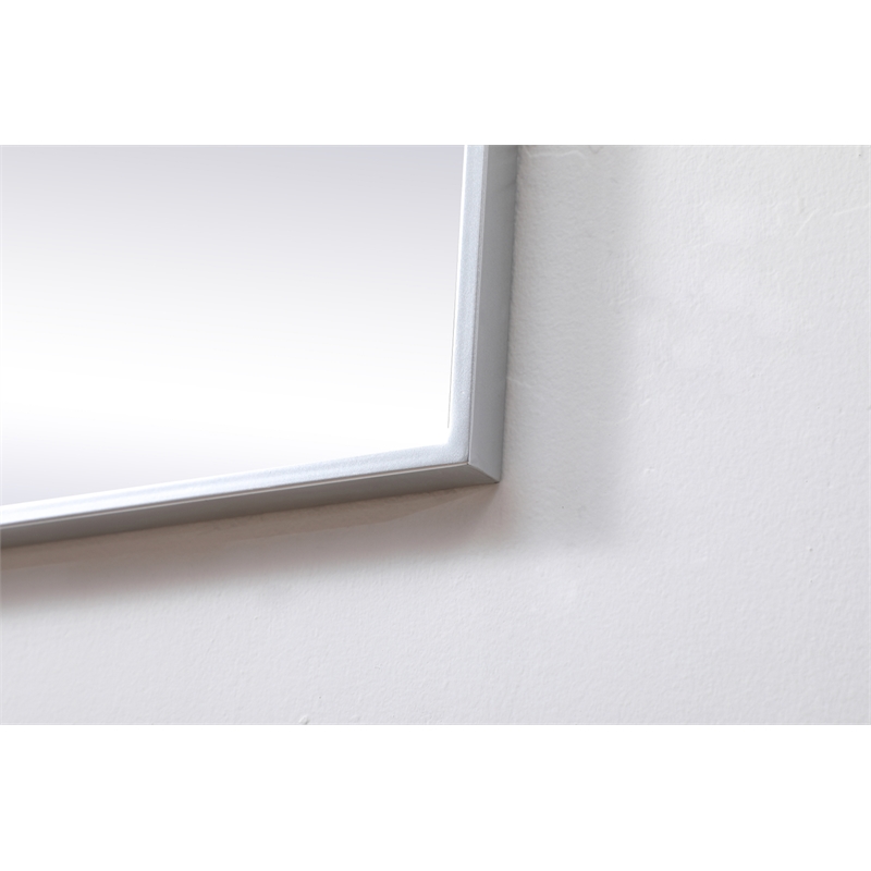 Pemberly Row Square Metal/Wood Vanity Mirror with Sleek Metal Frame in Silver