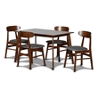 Pemberly Row 5-Piece Mid-Century Wood Dining Set in Dark Gray