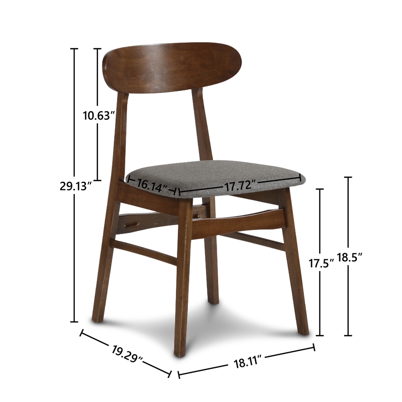 Pemberly Row 5-Piece Mid-Century Wood Dining Set in Dark Gray