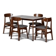 Pemberly Row 5-Piece Mid-Century Wood Dining Set in Dark Gray